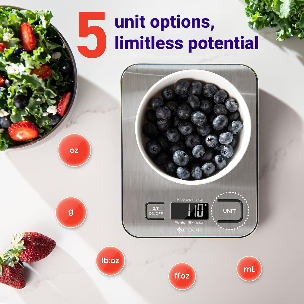 Digital Kitchen Scale – 11 lb Food Scale with Grams & Ounces