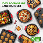 10-Piece Nonstick Carbon Steel Bakeware Set with Silicone Handles