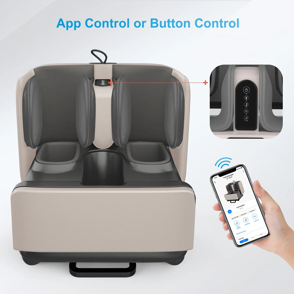 2-in-1 Shiatsu Foot & Calf Massager with Heat – Ottoman Rest & App Control