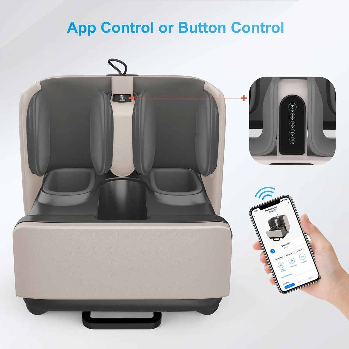 2-in-1 Shiatsu Foot & Calf Massager with Heat – Ottoman Rest & App Control