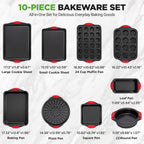 10-Piece Nonstick Carbon Steel Bakeware Set with Silicone Handles