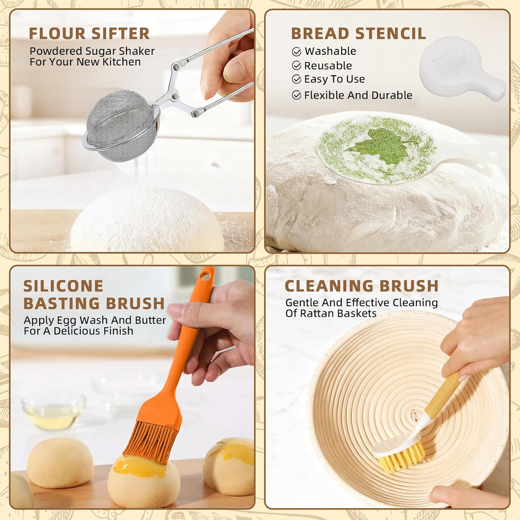 Sourdough Starter Kit – Bread Baking Kit with Starter Jar & Proofing Basket