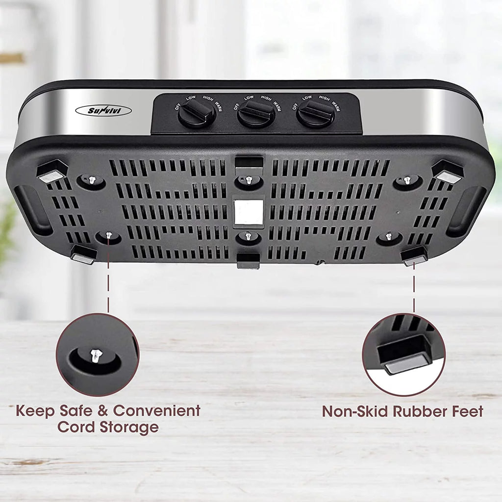 Triple Slow Cooker Buffet Server – 3 × 1.5-Quart Ceramic Pots with Adjustable Temperature