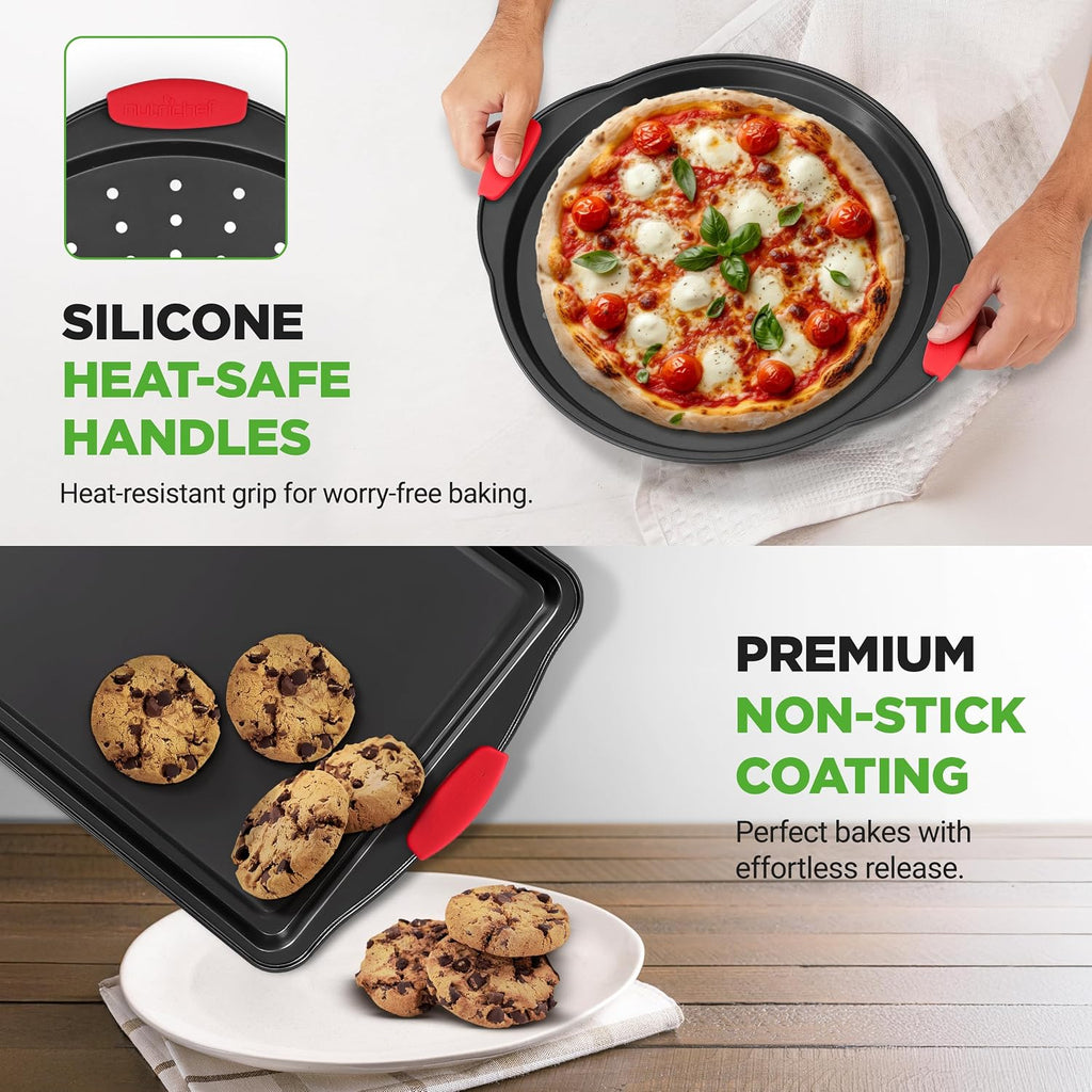 10-Piece Nonstick Carbon Steel Bakeware Set with Silicone Handles