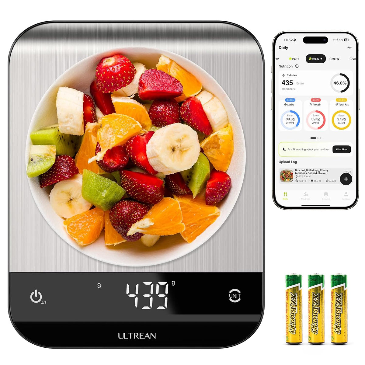 Smart Digital Kitchen Scale with Nutrition Tracking – 33 lb / 15 kg