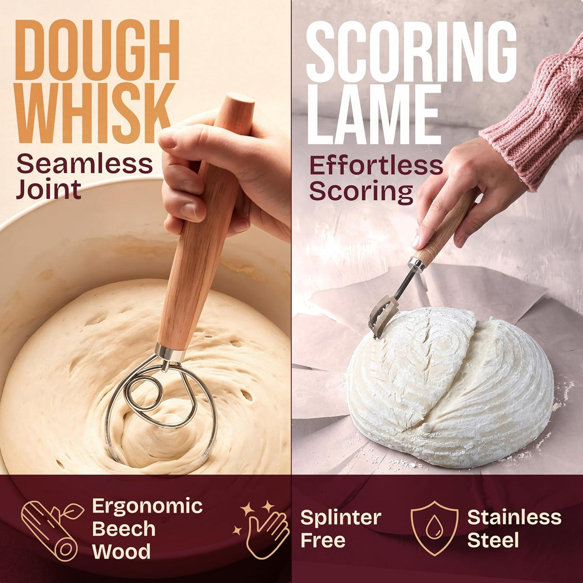 Sourdough Starter Kit – 9-Inch Proofing Basket & Silicone Bread Sling