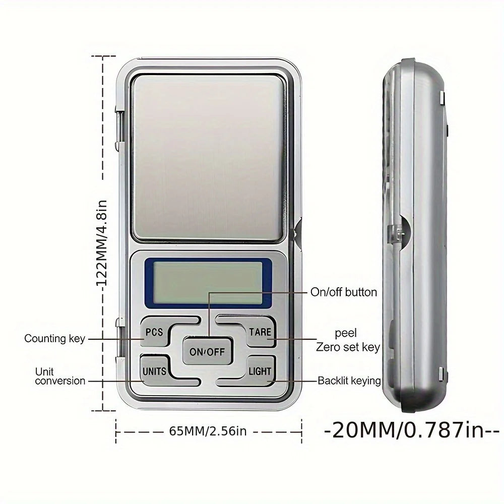 High Precision 500G/0.01G Mini Pocket Scale, Accurate Digital Jewelry Scale with LCD Display, Compact Portable for Easy Carry