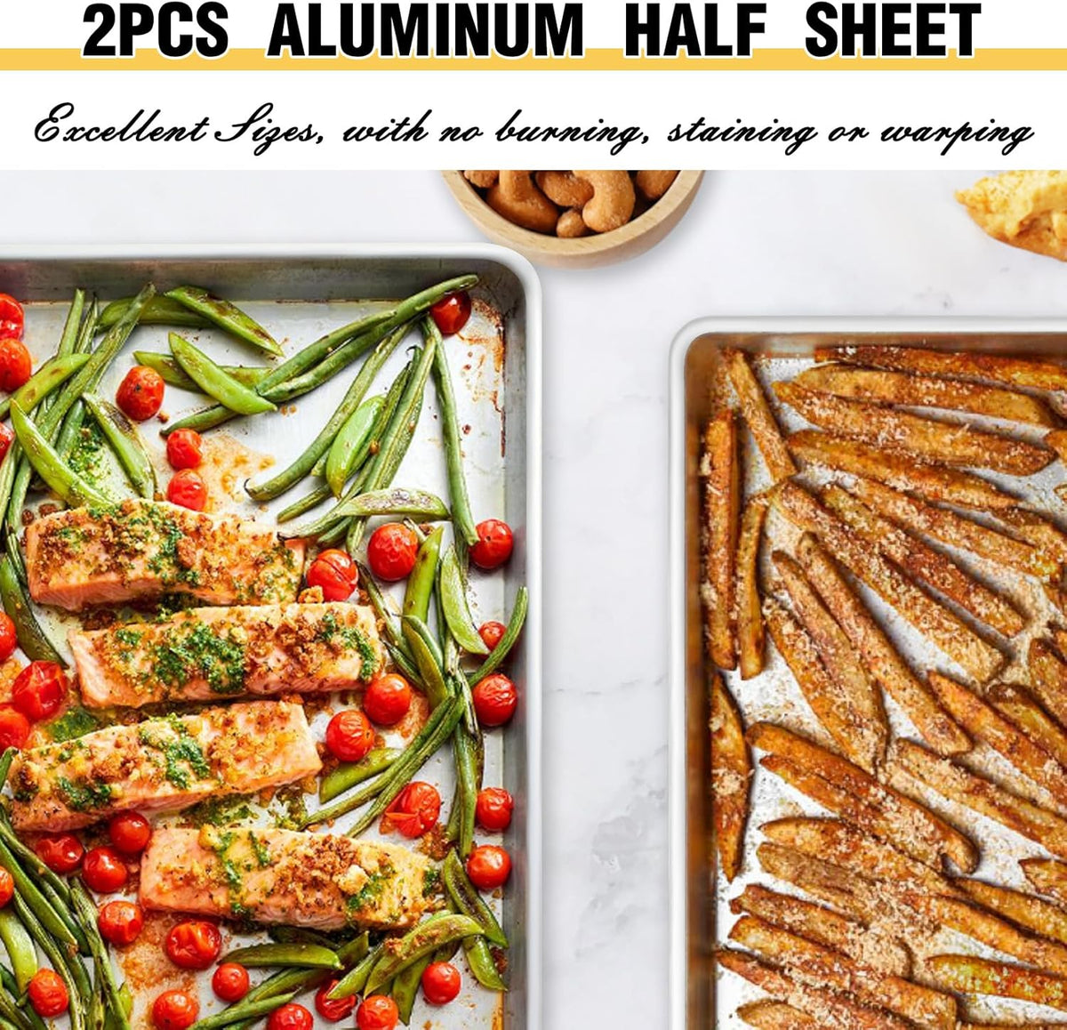 2-Pack 18 × 13-Inch Natural Aluminum Baking Sheet Pans – Half Sheet Cookie Trays