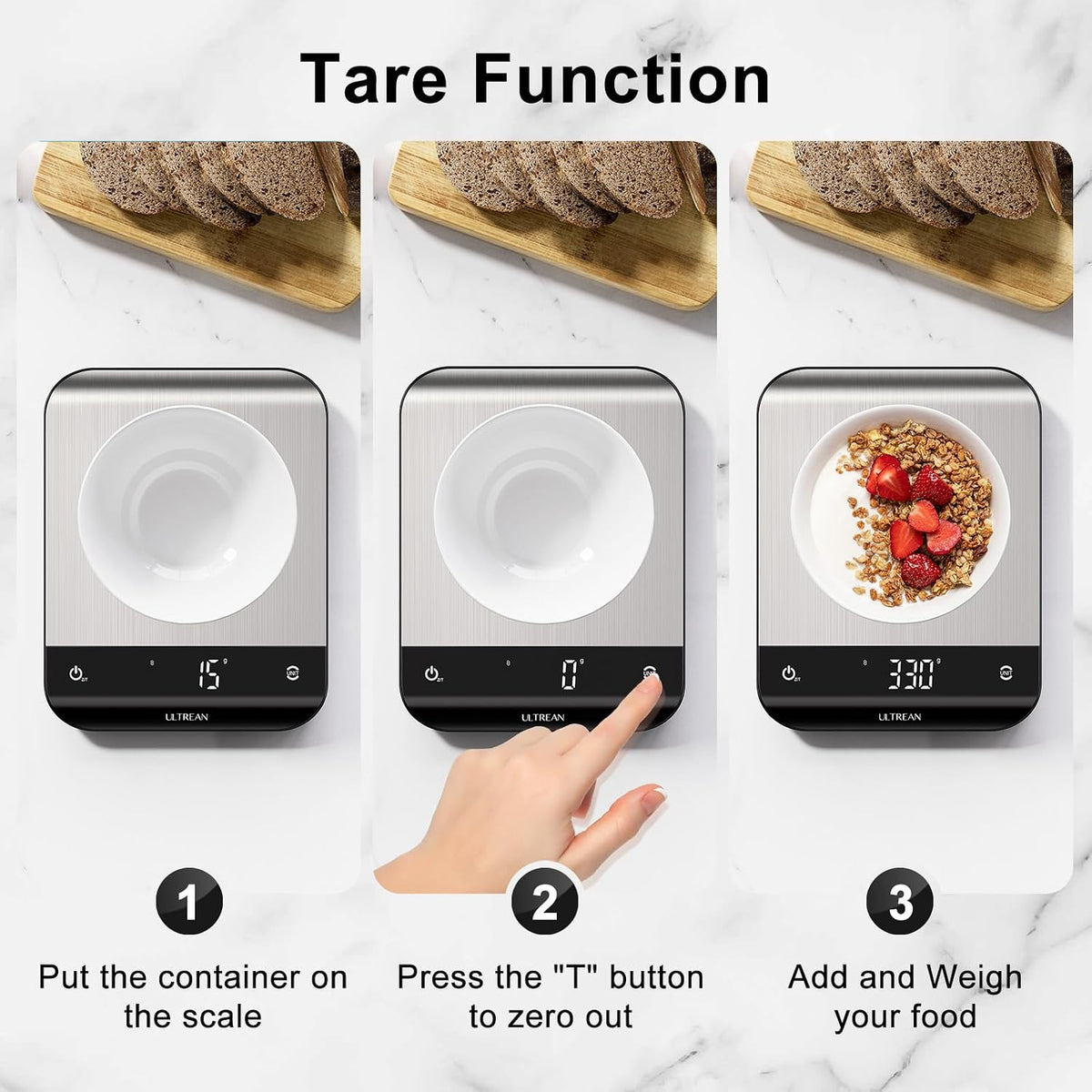 Smart Digital Kitchen Scale with Nutrition Tracking – 33 lb / 15 kg
