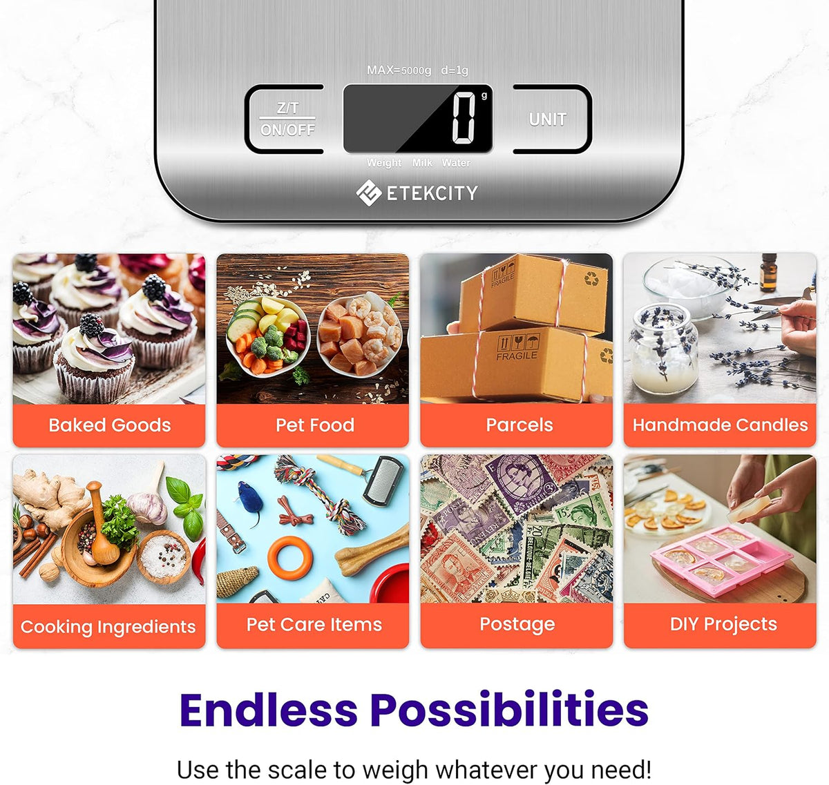 Digital Kitchen Scale – 11 lb Food Scale with Grams & Ounces