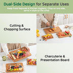 Bamboo Cutting Boards for Kitchen(Set of 3), Wood Cutting Board with Wood Storage Stand, Charcuterie & Chopping Board for Vegetables and Meat, with Deep Juice Groove, Ideal Kitchen Gifts