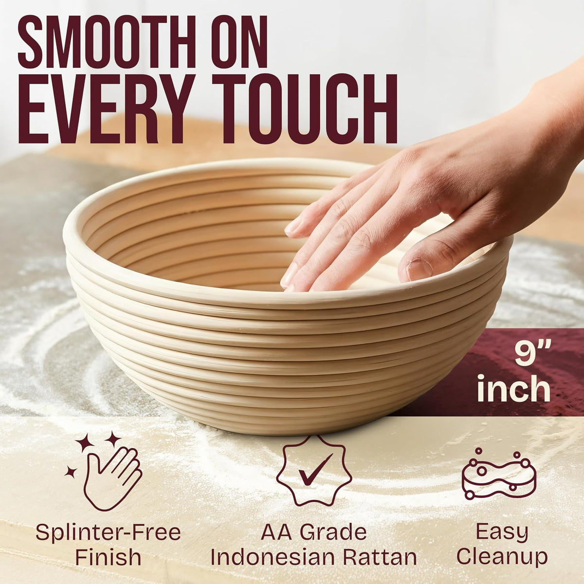 Sourdough Starter Kit – 9-Inch Proofing Basket & Silicone Bread Sling
