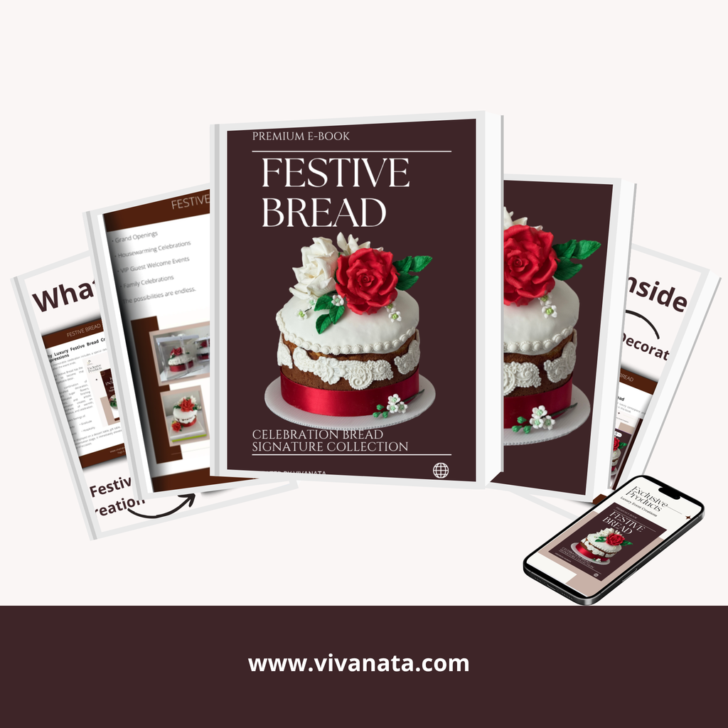 Festive Bread E-Book featuring beautifully decorated celebration bread with step-by-step decorating tutorials
