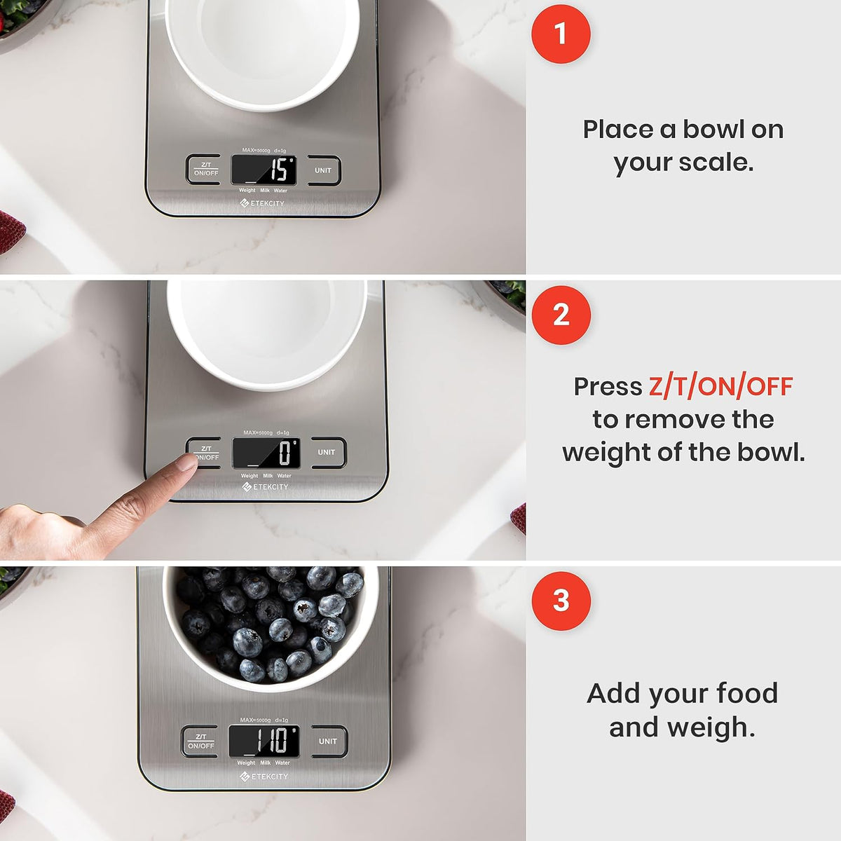 Digital Kitchen Scale – 11 lb Food Scale with Grams & Ounces