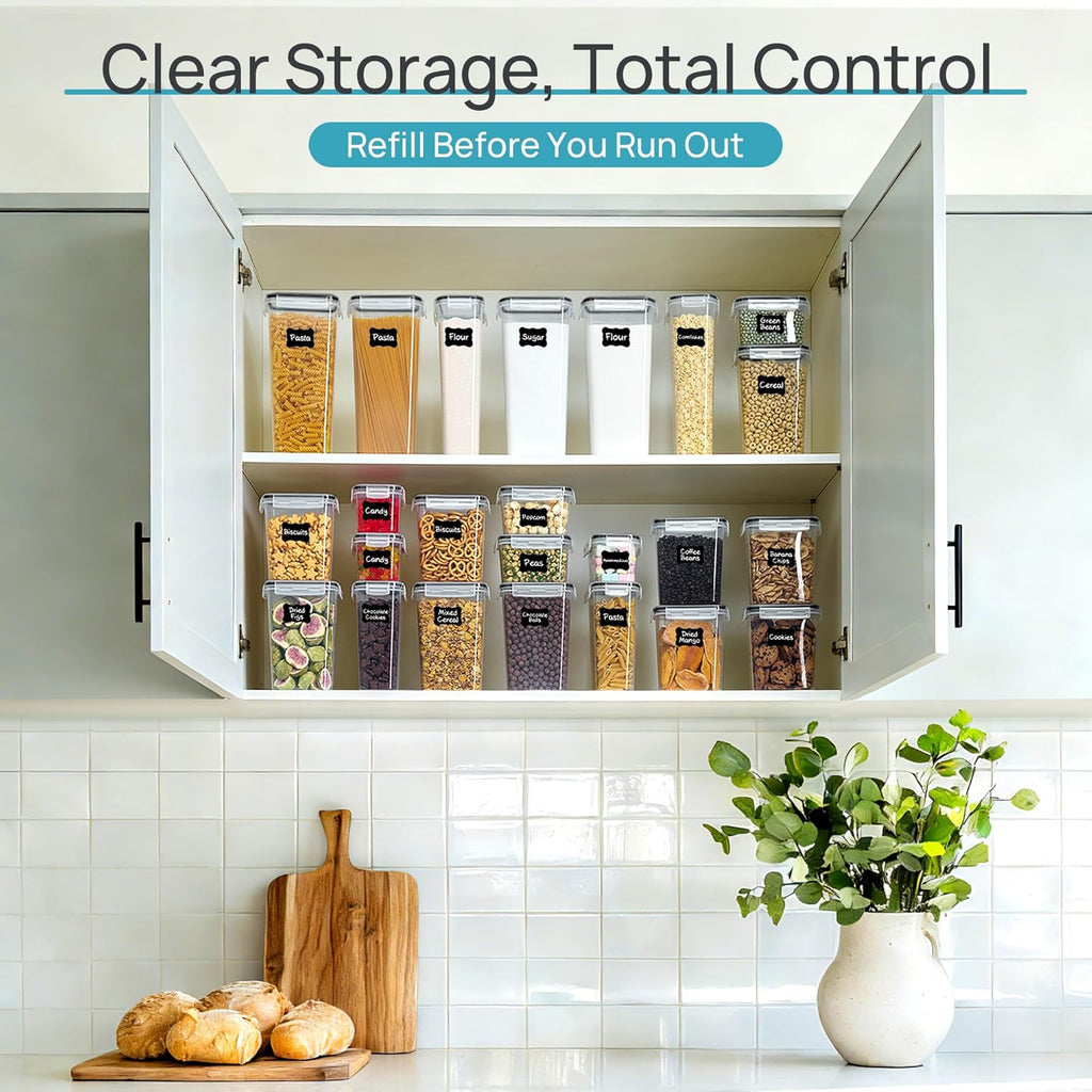 Airtight Food Storage Containers with Lids, 24 Pcs, Black