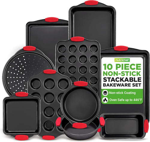10-Piece Nonstick Carbon Steel Bakeware Set with Silicone Handles