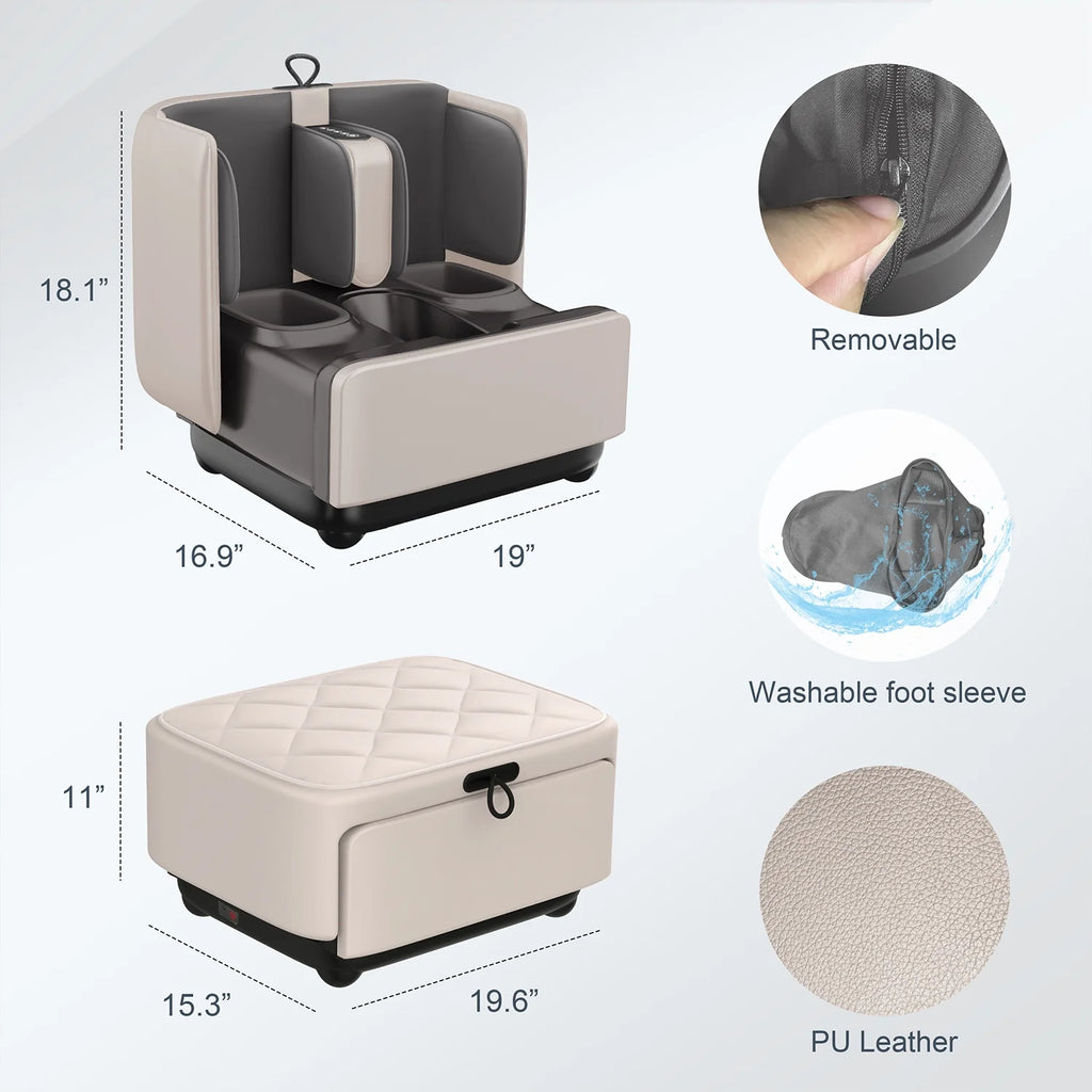 2-in-1 Shiatsu Foot & Calf Massager with Heat – Ottoman Rest & App Control