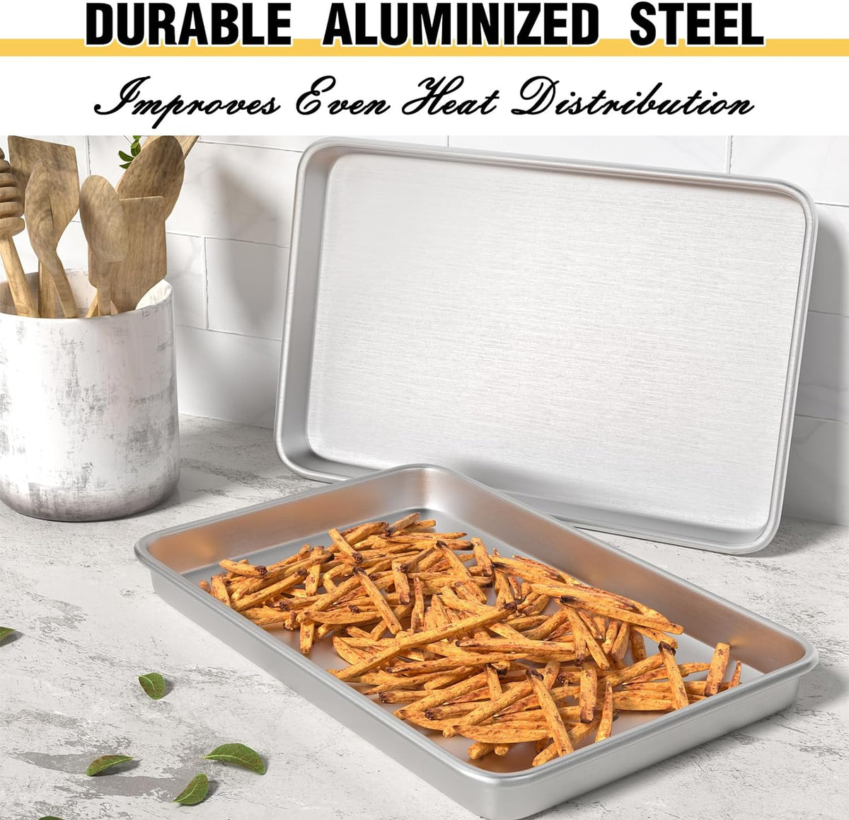 2-Pack 18 × 13-Inch Natural Aluminum Baking Sheet Pans – Half Sheet Cookie Trays