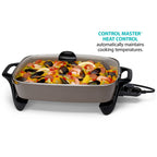 16-Inch Ceramic Electric Skillet with Glass Lid – Silver