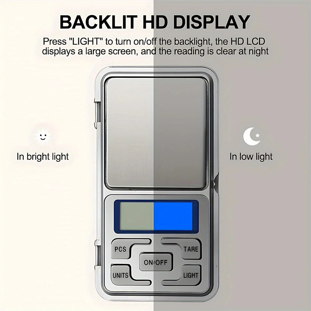 High Precision 500G/0.01G Mini Pocket Scale, Accurate Digital Jewelry Scale with LCD Display, Compact Portable for Easy Carry