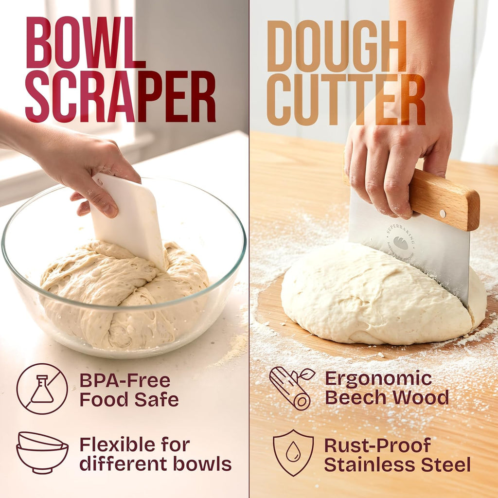 Sourdough Starter Kit – 9-Inch Proofing Basket & Silicone Bread Sling
