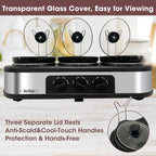 Triple Slow Cooker Buffet Server – 3 × 1.5-Quart Ceramic Pots with Adjustable Temperature